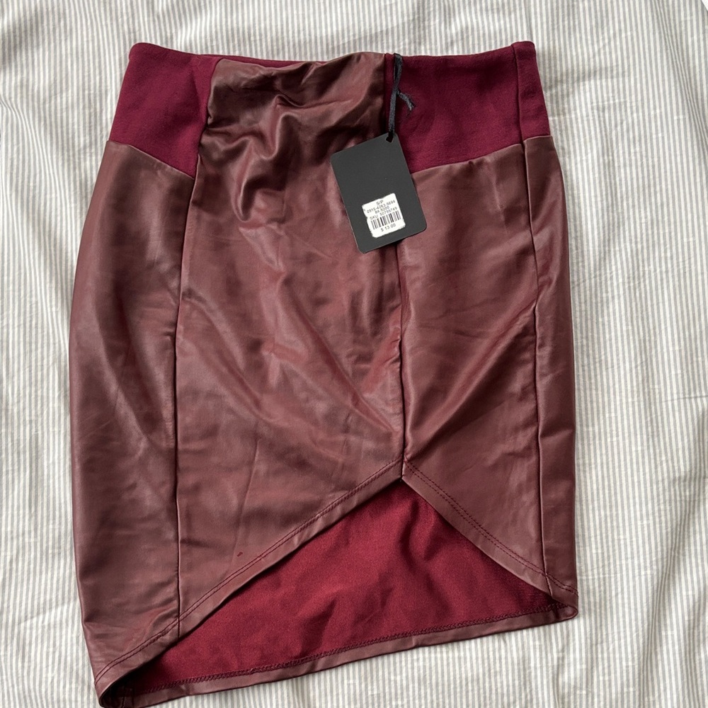 Revamped Asymmetrical Wine and Maroon Skirt